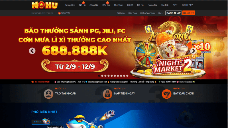 Trải nghiệm giao diện trang chủ NOHU90